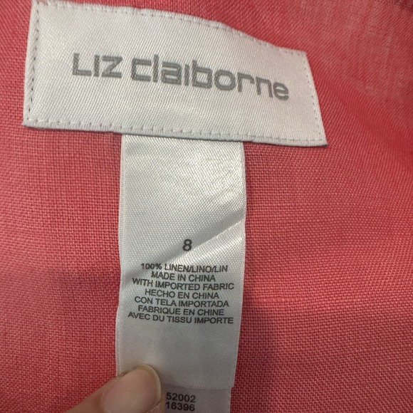 100% Linen Coral Pink Shirt Jacket Button Up Size 8 Coastal Grandma Pretty‎ - Picture 6 of 9